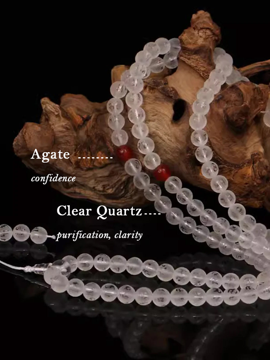 108 Mala Beads Clear Crystal Healing Necklace